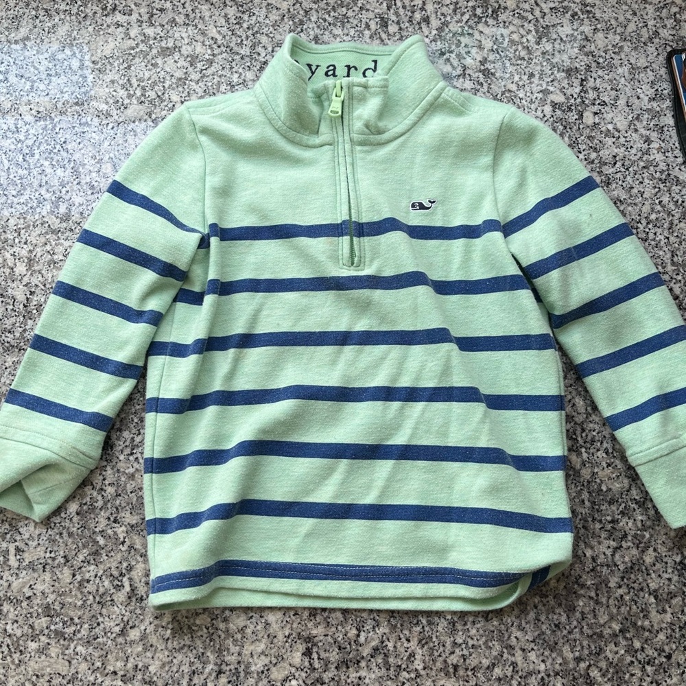 Vineyard Vines Kids Green and Blue Striped Sweatshirt